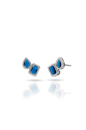 Brinco Ponto de Luz Duplo Safira Azul