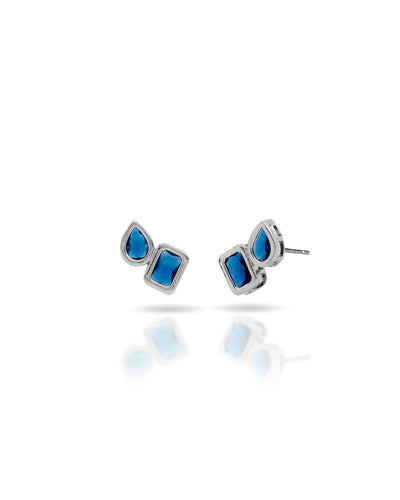 Brinco Ponto de Luz Duplo Safira Azul