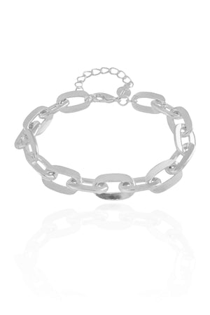 Pulseira Elos Ovais 9 mm Ródio Branco - 16 cm