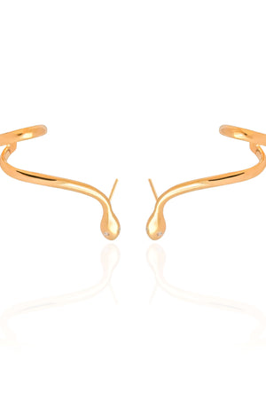 Ear Cuff Cobra Lisa Ponto de Luz Cristal 3.0 cm Banhado a Ouro 18K