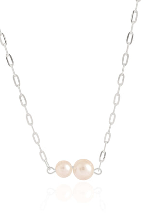 Choker Elos Pérolas Ródio Branco