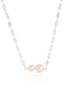 Choker Elos Pérolas Ródio Branco - 35 cm