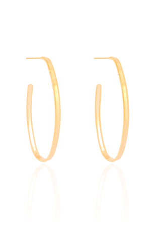 Brinco Argola Oval Fio Reto Liso 4.4 cm Banhado a Ouro 18K