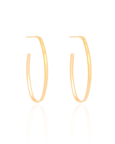 Brinco Argola Oval Fio Reto Liso 4,4 cm Banhado a Ouro 18K