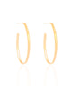 Brinco Argola Oval Fio Reto Liso 4.4 cm Banhado a Ouro 18K