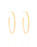 Brinco Argola Oval Fio Reto Liso 4.4 cm Banhado a Ouro 18K