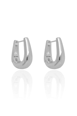 Brinco Argola Click em U Lisa 2.4 cm Ródio Branco