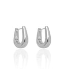 Brinco Argola Click em U Lisa 2.4 cm Ródio Branco