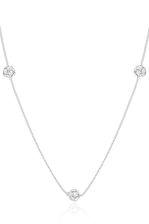 Gargantilha Bola com Zircônia Cristal Ródio Branco - 40 cm