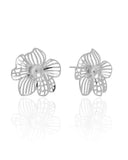 Brinco Flor Vazada 3 cm Ródio Branco
