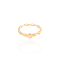 Anel Entrelaçado Ponto de Luz Cristal Tamanho 14 Banhado a Ouro 18K