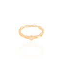 Anel Entrelaçado Ponto de Luz Cristal Tamanho 14 Banhado a Ouro 18K