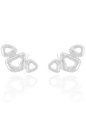 Ear Cuff Orgânico Vazado Liso Ródio Branco
