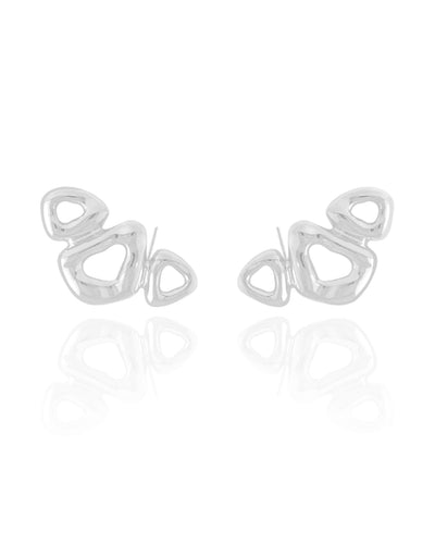 Ear Cuff Orgânico Vazado Liso Ródio Branco