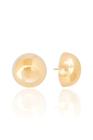 Brinco Meia Bola Lisa Tamanho M Banhado a Ouro 18K