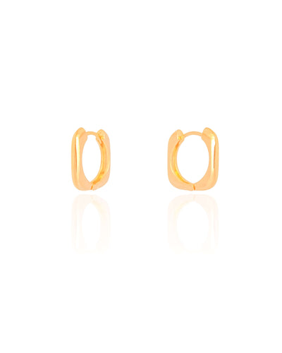 Brinco Argola Click Quadrado Liso 1.7 cm Banhado a Ouro 18K