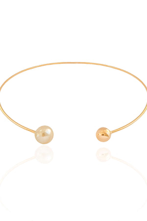 Aro Bola Lisa e Pérola Banhado a Ouro 18K