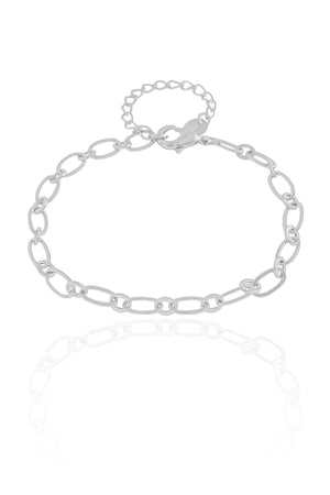 Pulseira Elos Ovais 4 mm Ródio Branco