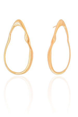 Brinco Orgânico Vazado Liso 4.6 cm Banhado a Ouro 18K