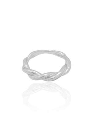 Anel Liso Torcido Tamanho 21 Ródio Branco