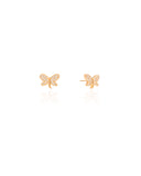 Brinco Infantil Borboleta Cravejada Cristal 7 mm Banhado a Ouro 18K