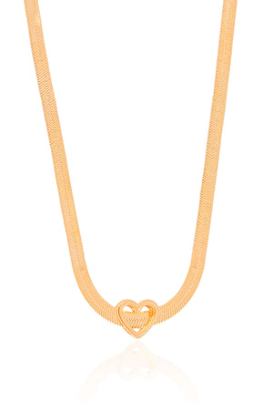 Choker Malha Fita Coração Banhado a Ouro 18K