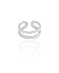 Anel Ajustável Filetes Lisos Tamanho P Ródio Branco