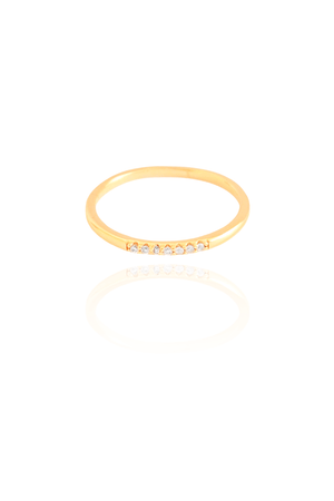 Anel Liso Cravejado Cristal Tamanho 20 Banhado a Ouro 18K