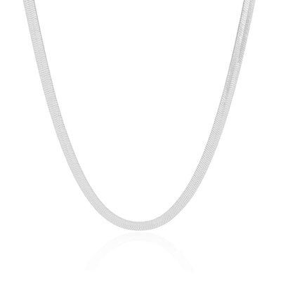 Colar Malha Fita 5 mm Ródio Branco - 45 cm