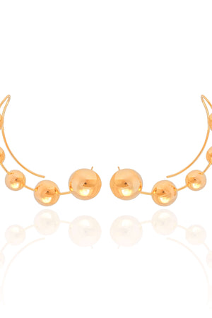 Ear Cuff Bolas Lisas Banhado a Ouro 18K