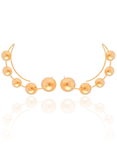 Ear Cuff Bolas Lisas Banhado a Ouro 18K