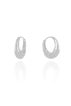 Brinco Argola Click Bolinhas Vazadas 1.9 cm Ródio Branco