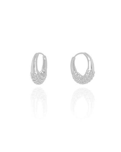 Brinco Argola Click Bolinhas Vazadas 1,9 cm Ródio Branco