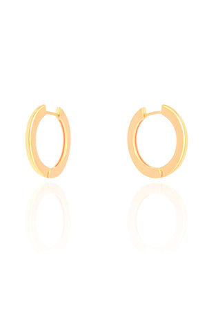 Brinco Argola Click Achatada Lisa 2.1 cm Banhado a Ouro 18K