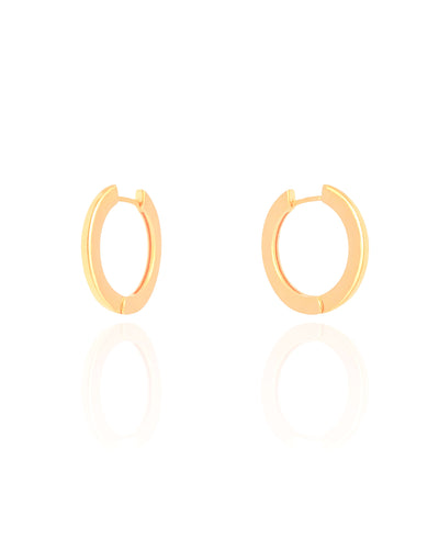 Brinco Argola Click Achatada Lisa 2,1 cm Banhado a Ouro 18K