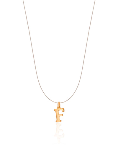 Choker Nylon Letra F Banhado a Ouro 18K - 35 cm