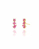 Brinco Ear Cuff Trio Pontos de Luz Rosa