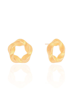 Brinco Argola Frontal Torcida Texturizada 2.0 cm Banhado a Ouro 18K
