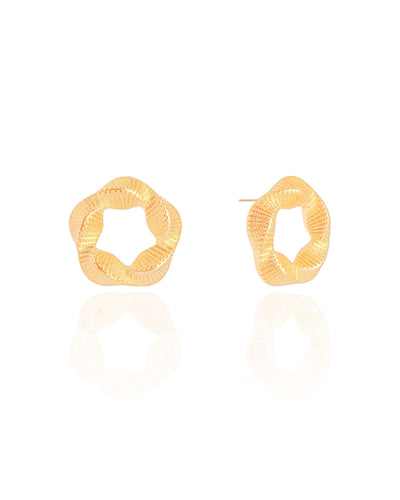 Brinco Argola Frontal Torcida Texturizada 2 cm Banhado a Ouro 18K