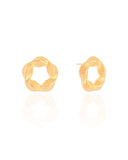Brinco Argola Frontal Torcida Texturizada 2.0 cm Banhado a Ouro 18K