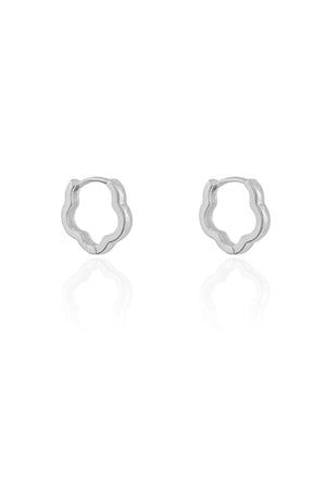 Brinco Argola Click Flor 1.4 cm Ródio Branco