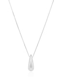 Gargantilha Veneziana com Pingente de Gota Abaulada Lisa Ródio Branco