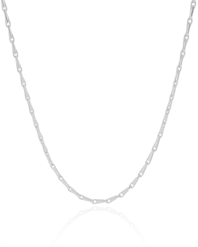 Choker Elos Grampo Ródio Branco - 33 cm