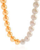 Gargantilha Bolas Lisas e Pérolas Banhado a Ouro 18K - 40 cm