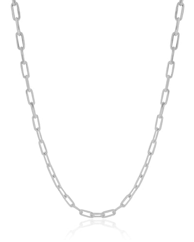 Colar Elos Ovais 4 mm Ródio Branco - 40 cm