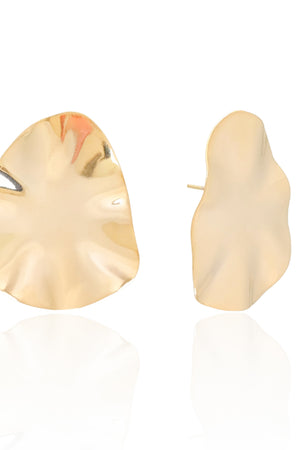 Brinco Orgânico Oval Banhado a Ouro 18K