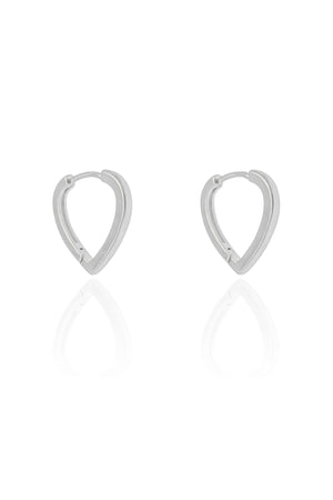 Brinco Argola Click Coração Liso 1.9 cm Ródio Branco