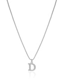 Gargantilha Veneziana Letra D Cravejada Cristal Ródio Branco - 45 cm