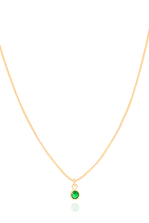 Gargantilha Ponto de Luz Esmeralda 4 mm Banhado a Ouro 18K - 40 cm
