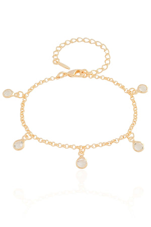 Pulseira Infantil Elos Pontos de Luz Cristal Banhado a Ouro 18K